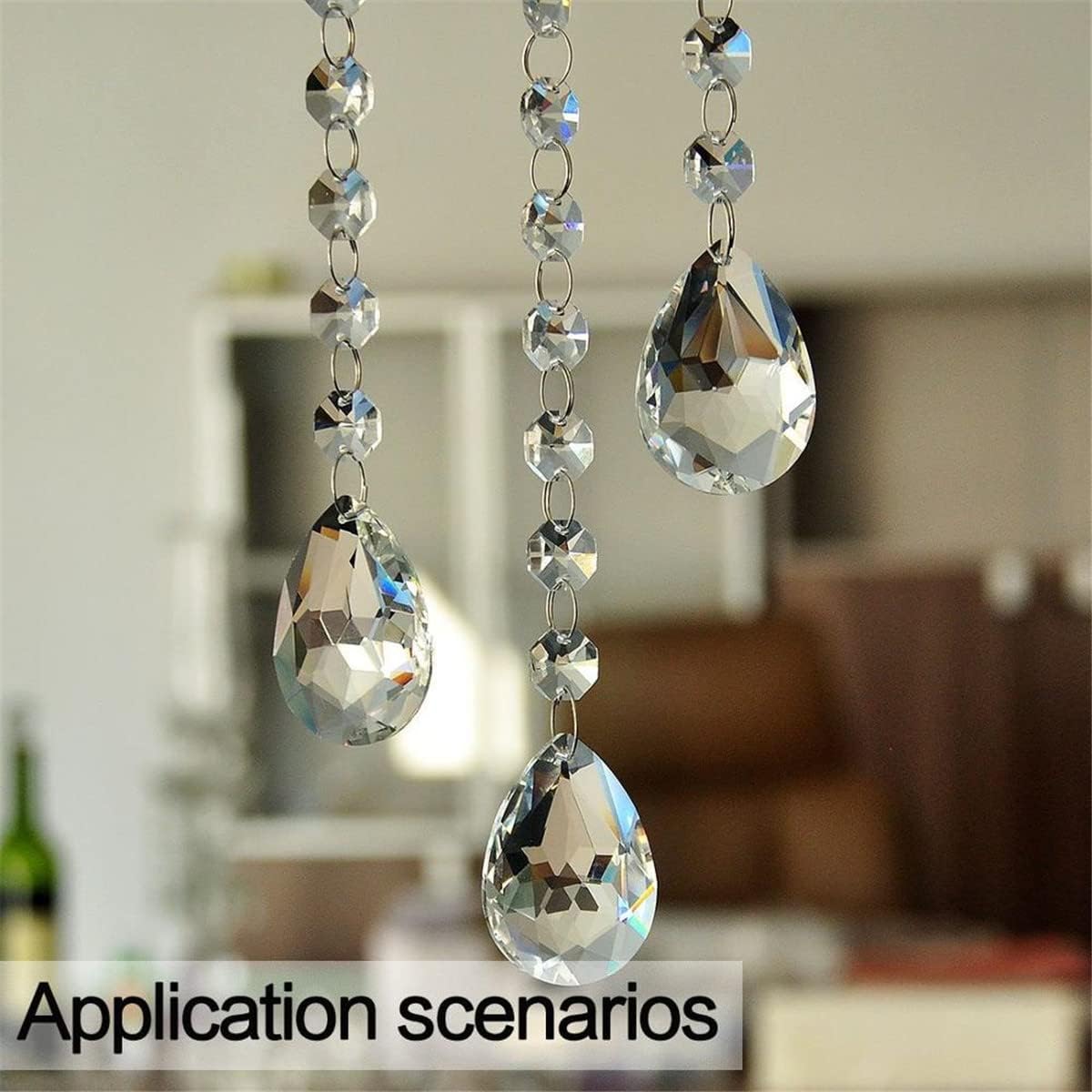 ECYC Ltd 10 Pcs 50mm Clear Teardrop Crystal Beads Chandelier Pendants Parts Top Drilled Faceted Glass Crystal Beads Hanging Prisms Suncatcher for Crafts Jewelry Making Wedding Home Window Décor
