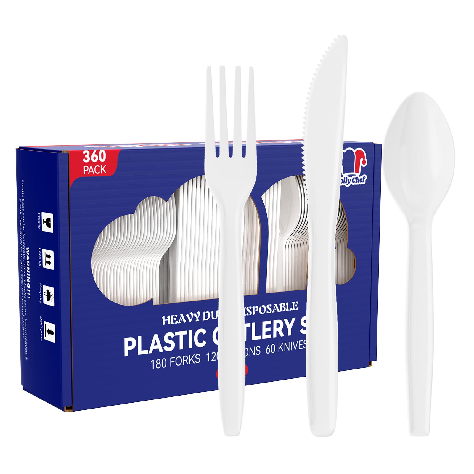 Amazon.com: JOLLY CHEF 360 Count White Plastic Silverware Heavy