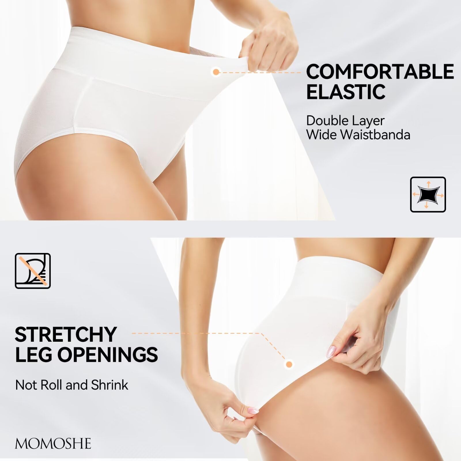 Momoshe Mutande Donna Cotone Vita Alta Pacco da 5 Slip Traspirante Culotte Comode Elasticizzato Intimo