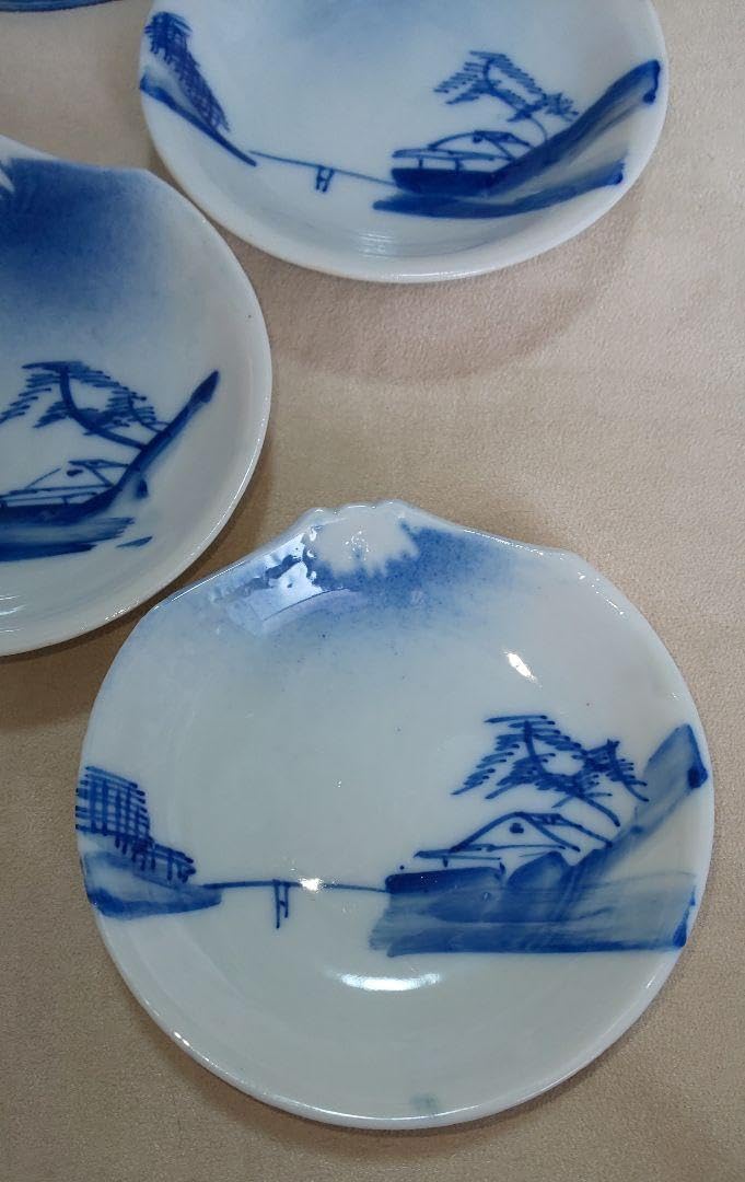 富士山デザイン 陶器皿 富士山デザインの富士山型陶器皿セット 深川製磁・富士山染付皿セット -