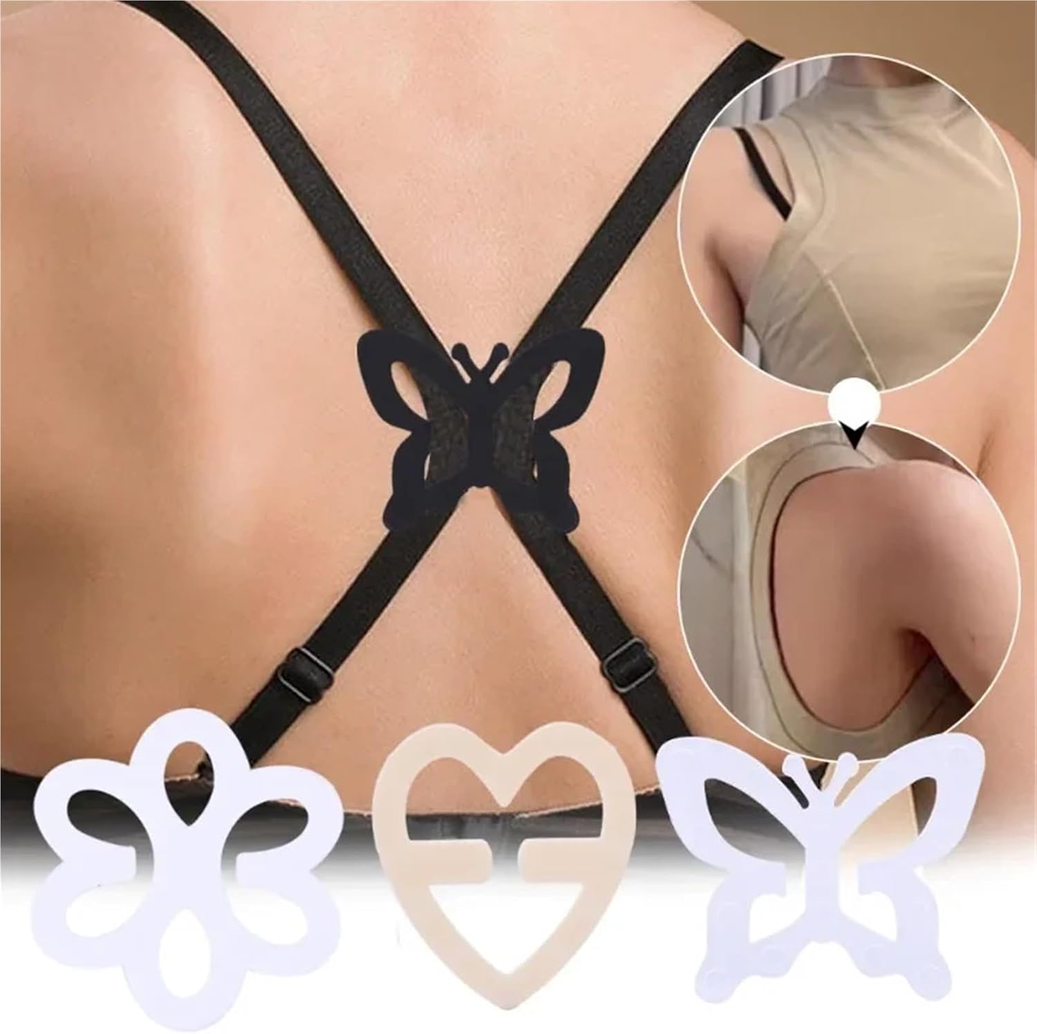Bra Strap Clips 200Pcs Non-slip Lingerie Transparent Plastic Butterfly Clip Cross Back Belt Adjustable Underwear Part