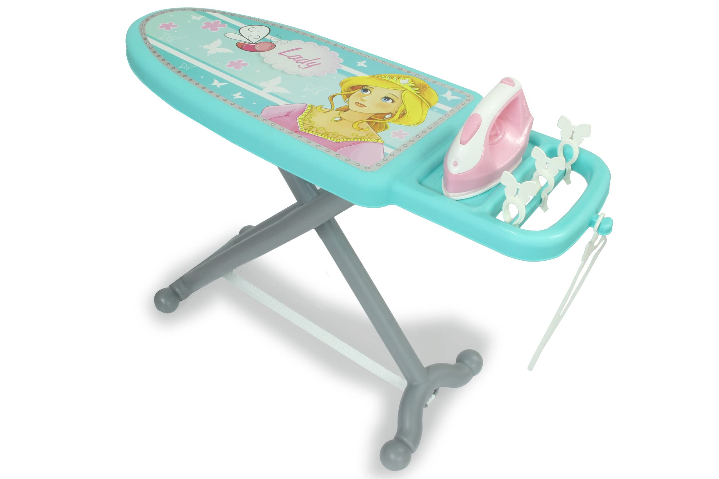 JAMARA Little Laundry Princess Ironing Set - 6 Piece Set, Clothes Pegs and Hangers for Hanging Clothes, Sturdy Tilt-Proof Mechanics, Easy Assembly