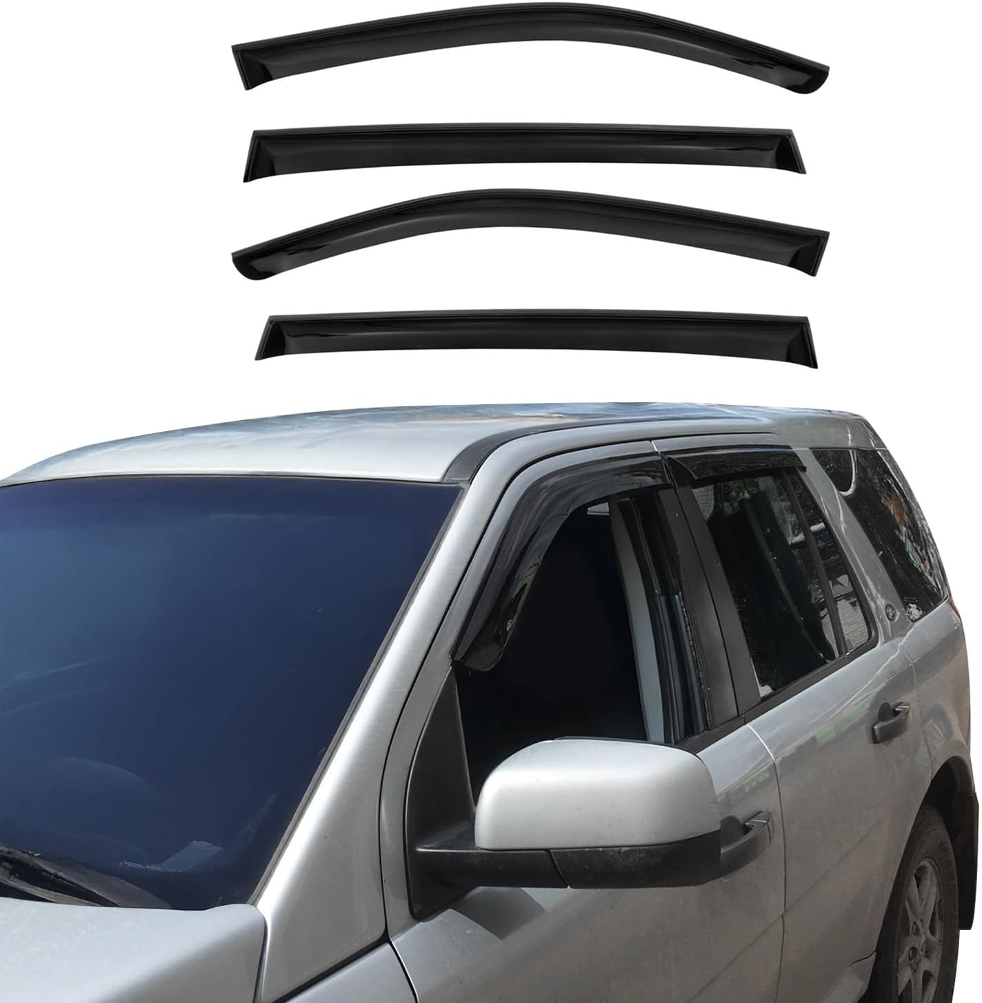 OMAC Window Visor Vent Rain Guard Deflector for Mazda CX-9 2016-2023 Smoke 4 Pcs