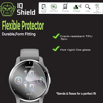 IQShield 6 Pack Screen Protector for Garmin Venu 2 Plus Easy Install, Smudge Resistant, Ultra Thin, Anti-Scratch, Anti-Bubble, Clear TPU Film