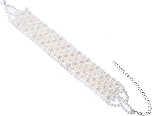 Miniatura 5 de Collar de cadena de resina de perlas de imitación de múltiples hebras, gargantilla de declaración, joyería de disfraz para mujer, Perla, No es una