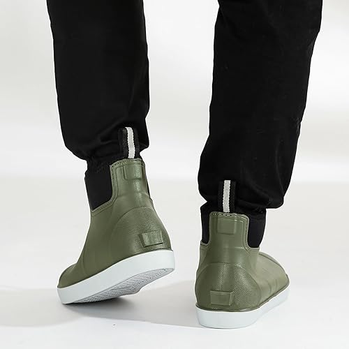 Miniatura 8 de Botas de cubierta para hombre, botas de lluvia impermeables para hombre, tracción antideslizante, botas de goma para exteriores, para pesca, jardín,