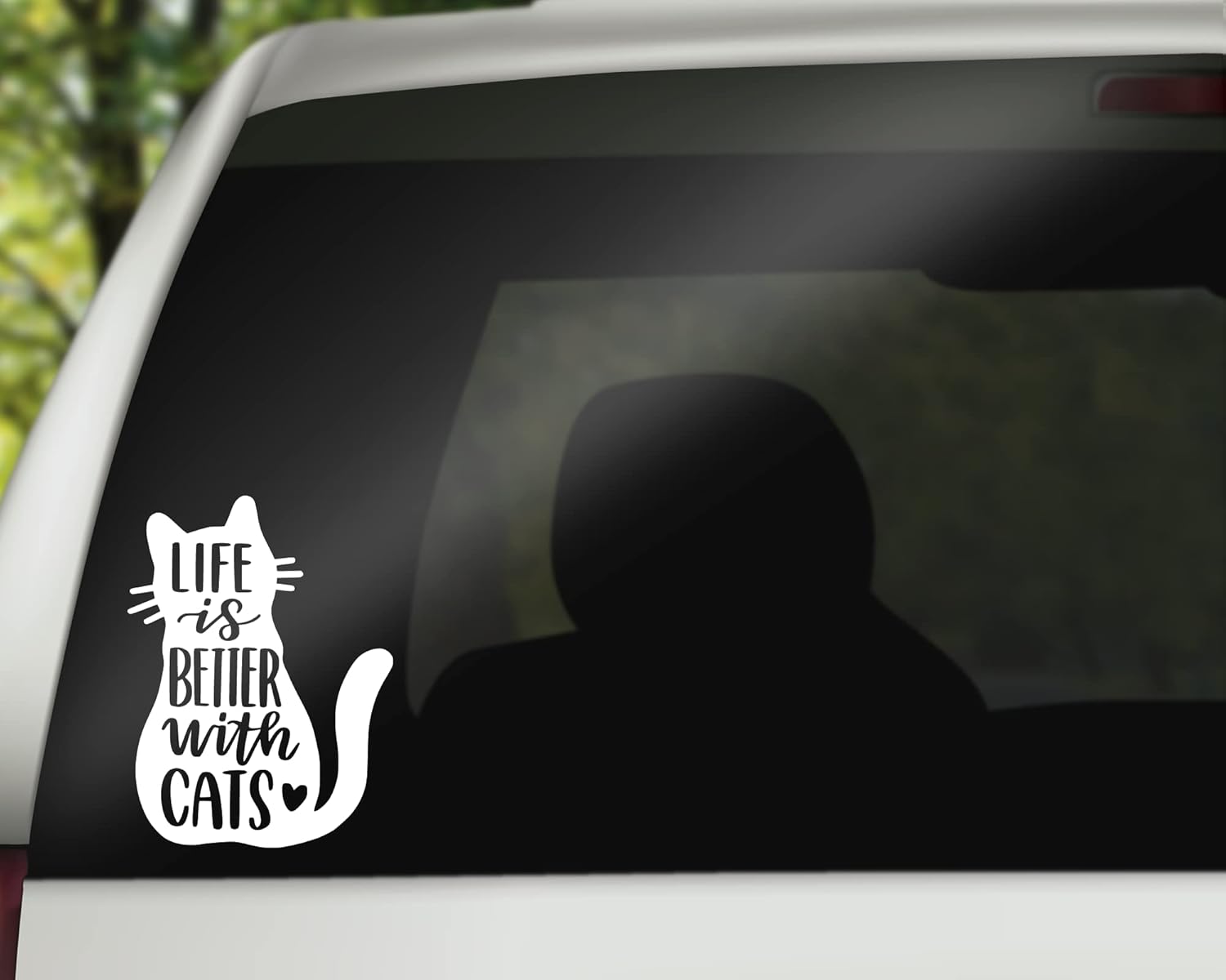 Life is Better with Cats Decal l Cat Vinyl Decal | Cat Mom Sticker Decal | Car Decal Bumper Sticker Window Laptop Tumbler Decal | 4" x 5.3" Size | Made in USA - Image 2