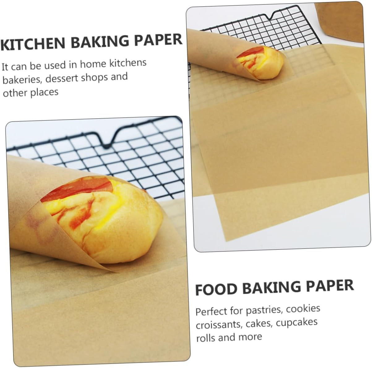100pcs Food Grade Baking Paper 30x40cm Non-stick Waterproof Kitchen Cooking Sheets Perfect for Breads Pastries Biscuits