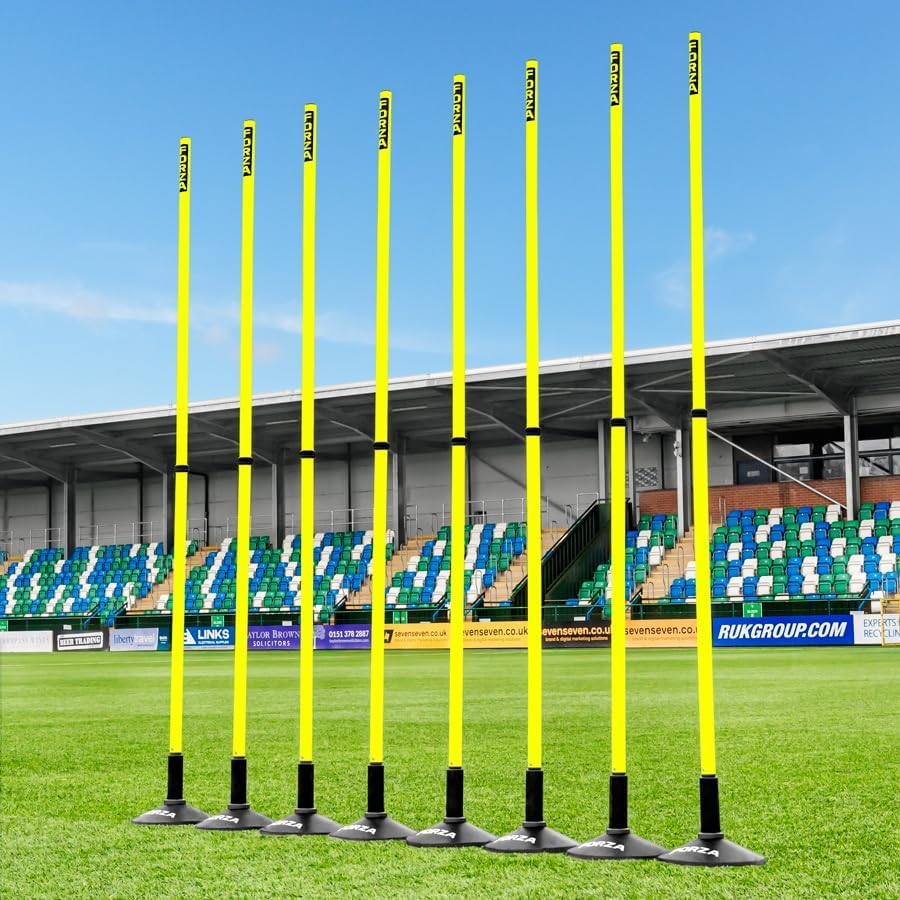 FORZA Piquets de Slalom Ajustables | Pack de 8 Poteaux Réglables pour l’Entraînement de Vitesse et d’Agilité | Football, Rugby et Autres Sports |...