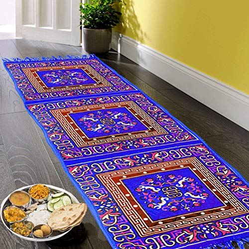 Image of Kuber Industries Velvet Bed Side Runner /Home /Kitchen /Living Area /Office Entrance and Multi Purpose Runner 6 Feet x 2 Feet (Sky Blue) - CTKTC045672