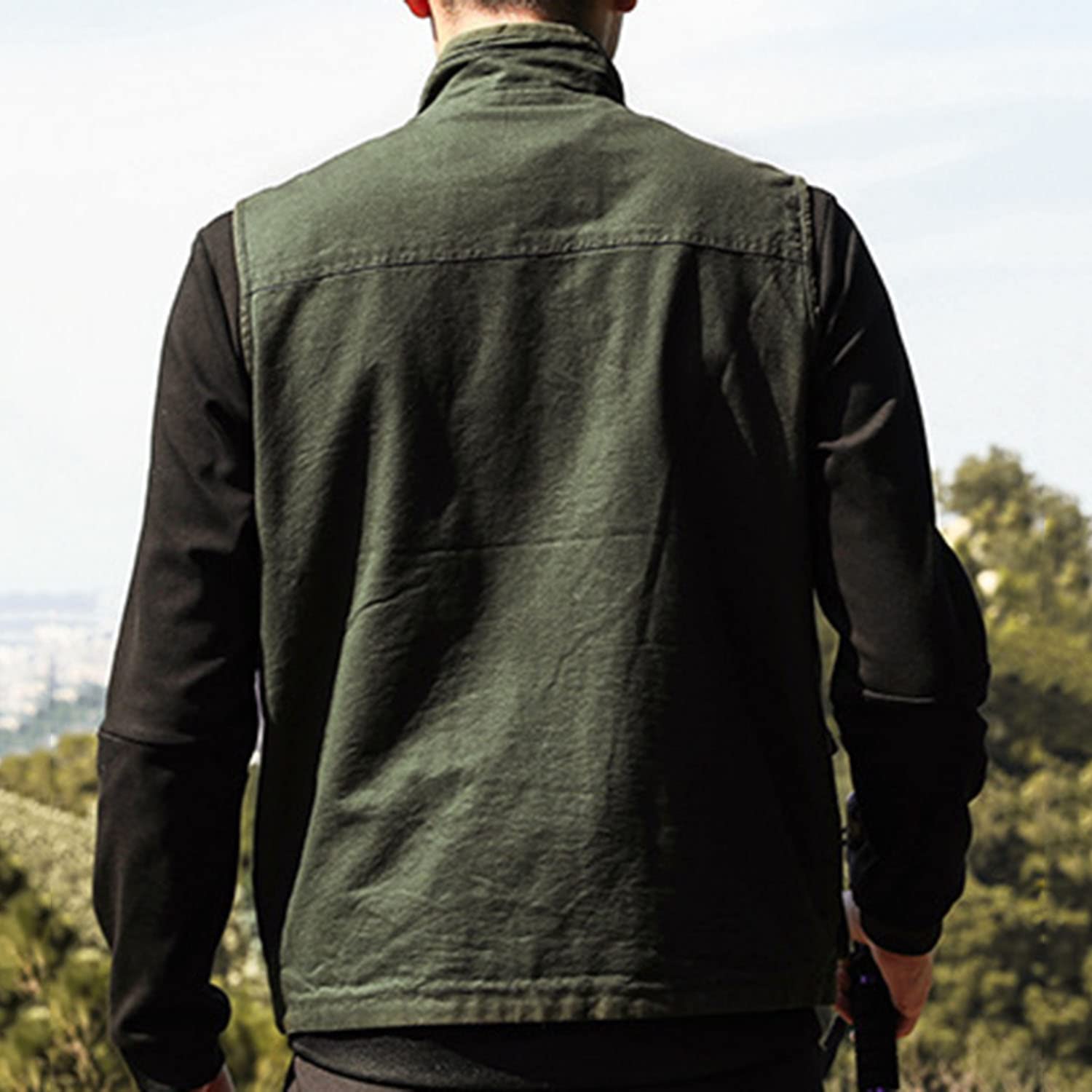 Chaleco De Hombre con Multibolsillos Chaleco De Deportes Exterior Chaleco Casual Sin Mangas Pesca Y Fotografía Chaqueta