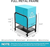 Vista 4 de 360Tonics Computer Tower Stand, Height Adjustable PC Stand Computer Cart Under Desk 2-Tier Suit for ATX Case Mini/Mid Tower, Full Metal Rolling CPU