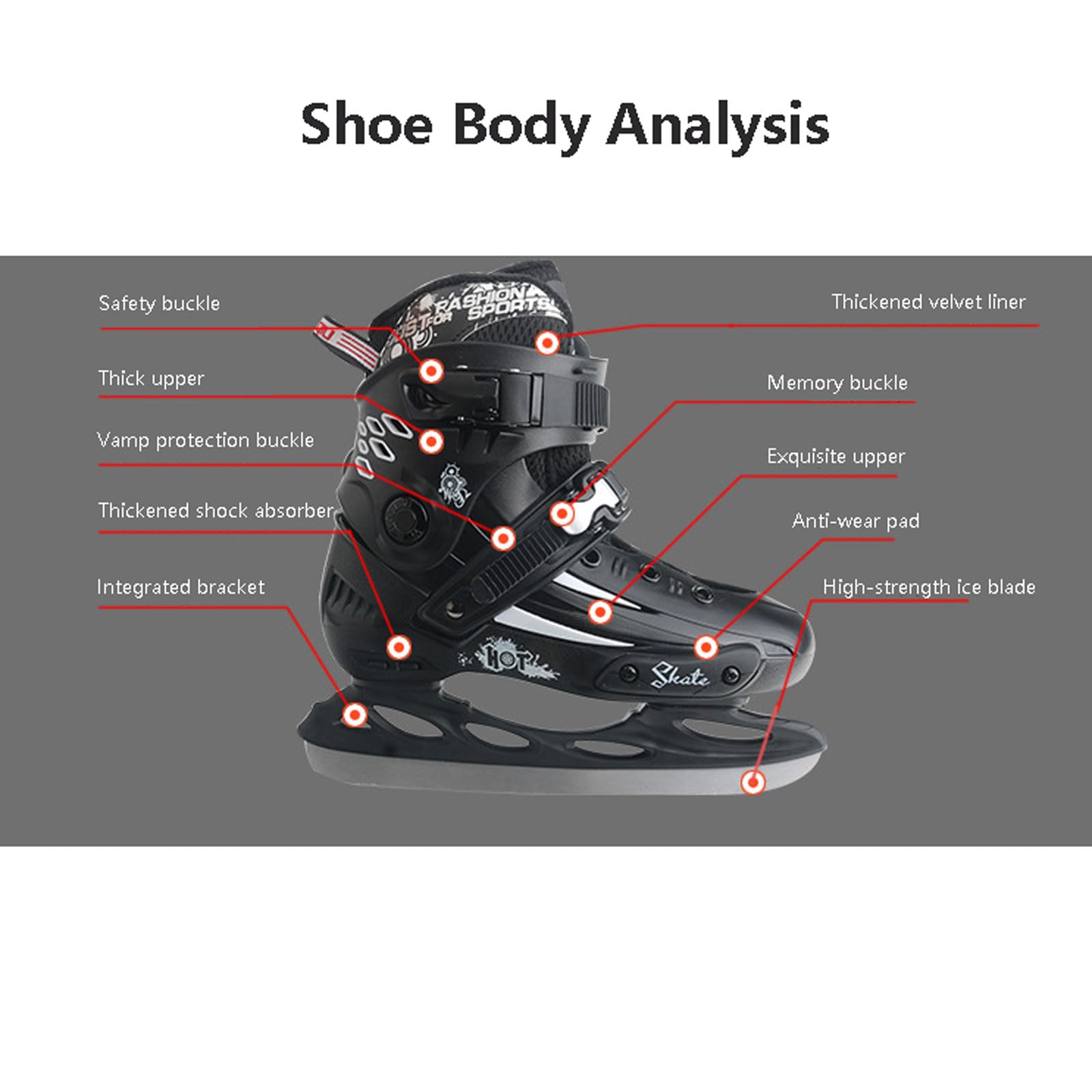 Patins À Glace Femmes Hommes jeunes,Patins À Glace en Acier Inoxydable,Patins À Glace avec Système De Laçage Rapide Et Boucle À Poussoir pour Un Maintien Sûr,Confortable et respirant,Größe 34-45