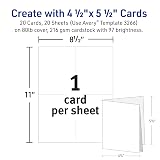 Avery Printable Quarter-Fold Greeting Cards, Envelopes Included, 4.25" x 5.5", Matte White, Inkjet Printer Compatible, 20 Blank Cards Total, Great for Product Branding, Marketing, and More (3266) – view 5
