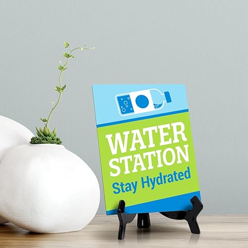 Miniatura 2 de Signs ByLITA Estación de agua Manténgase hidratado letrero de mesa con soporte acrílico (6 x 8 pulgadas)