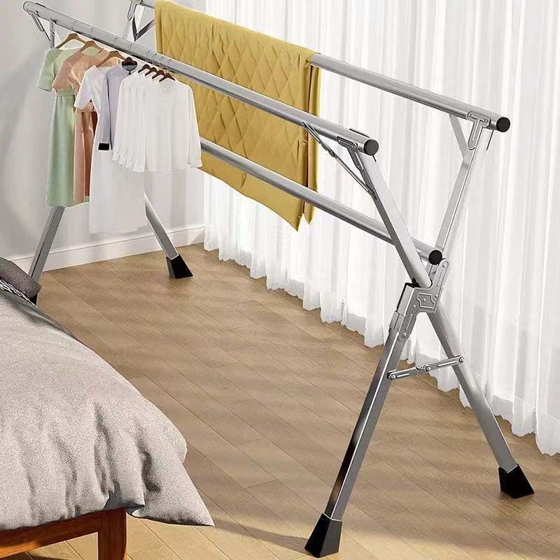 Étendoir à linge robuste en acier inoxydable pliable de 200 cm