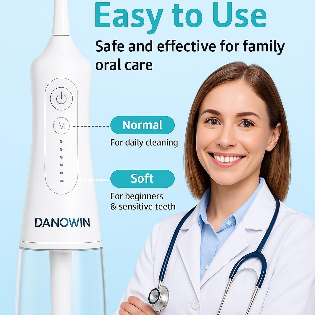 Water Flosser Cordless, Portable Oral Irrigator with 5 Tips, 5 Cleaning Modes, 300ML Tank, IPX7 Waterproof, Rechargeable Dental Flosser with Travel Case for Braces & Home Use - Image 8