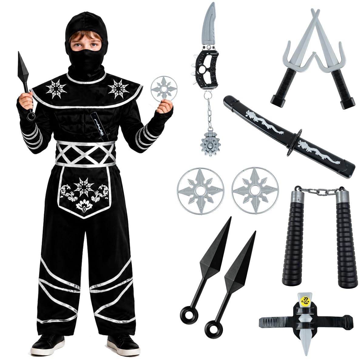 Kostium Ninja dla dzieci, czarny, Halloween, karnawał, kostium Cosplay