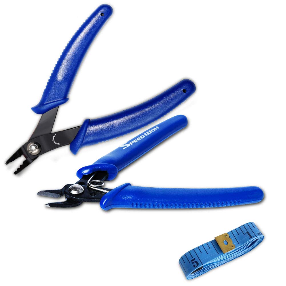 Speedwox Blue Bead Crimping Pliers Flush Cut Wire Cutters Soft Tape Measure Double Scale For Jewelry Making Tool Beading Pliers Kit Diy Hobby Craft