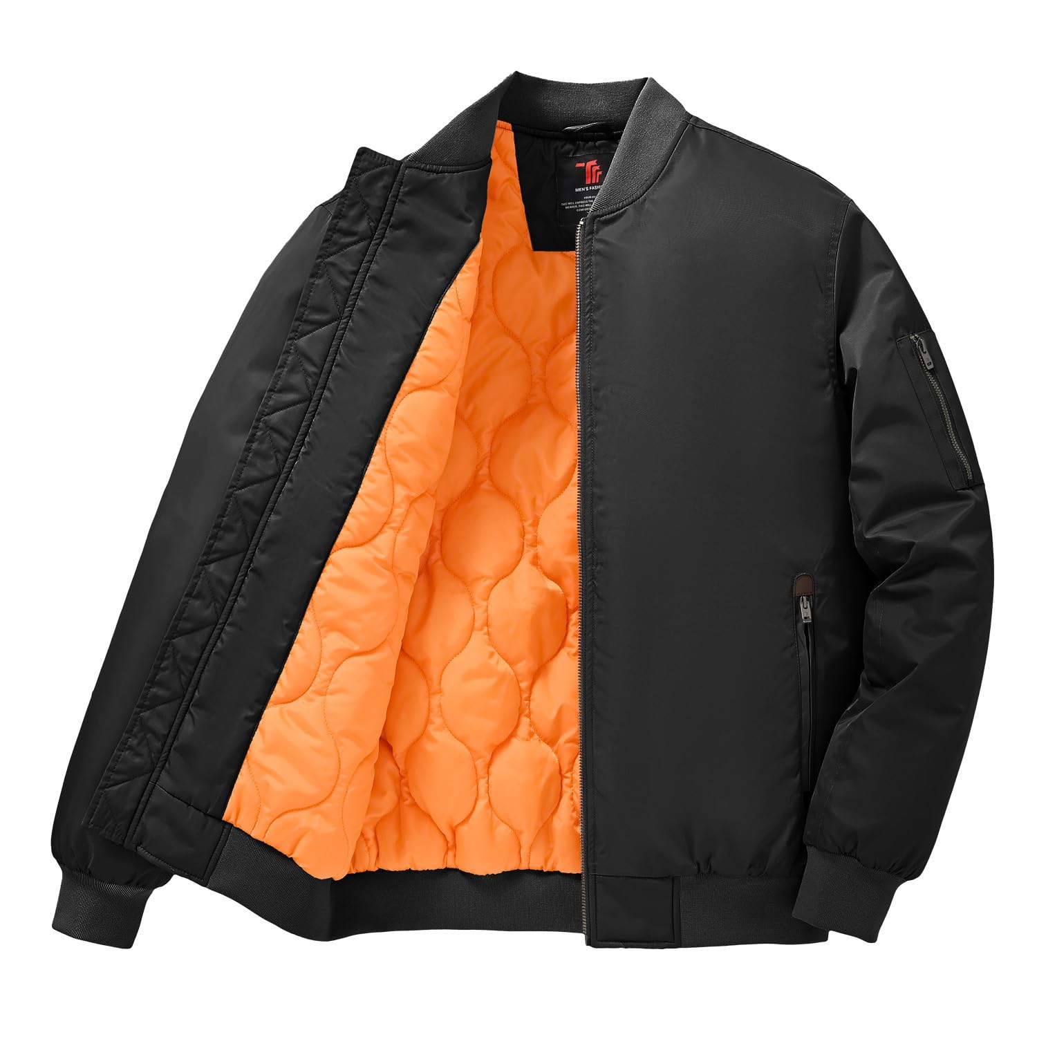 Gopune Mens Bomber Jacket Casual Fall Winter Warm Jacket Full Zip Padded Coats Outwear