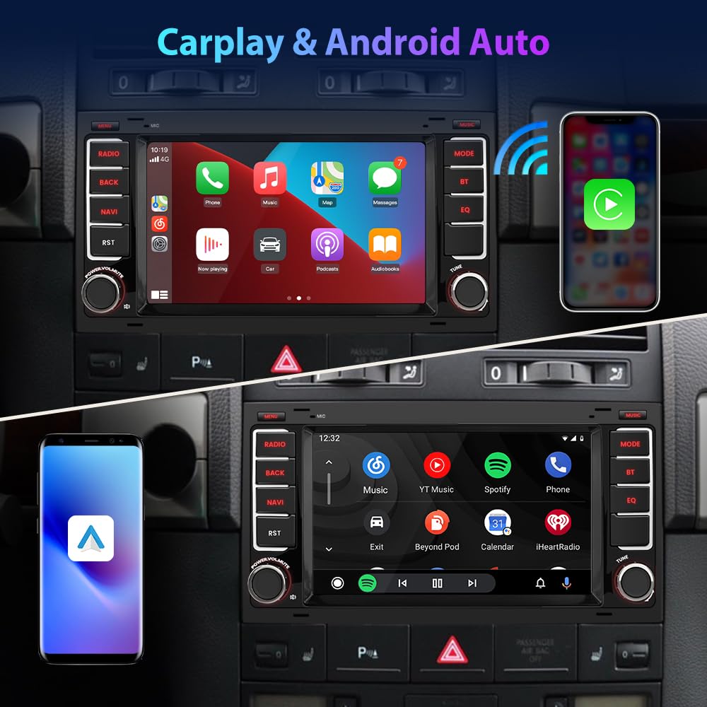 Junsun Android Autoradio für VW Touareg 2004-2011,Transporter T5 Multivan 2004-2009 2GB+32GB with 7 Zoll Touchscreen CarPlay, Android Auto, Bluetooth Navigtion Lenkradsteuerung