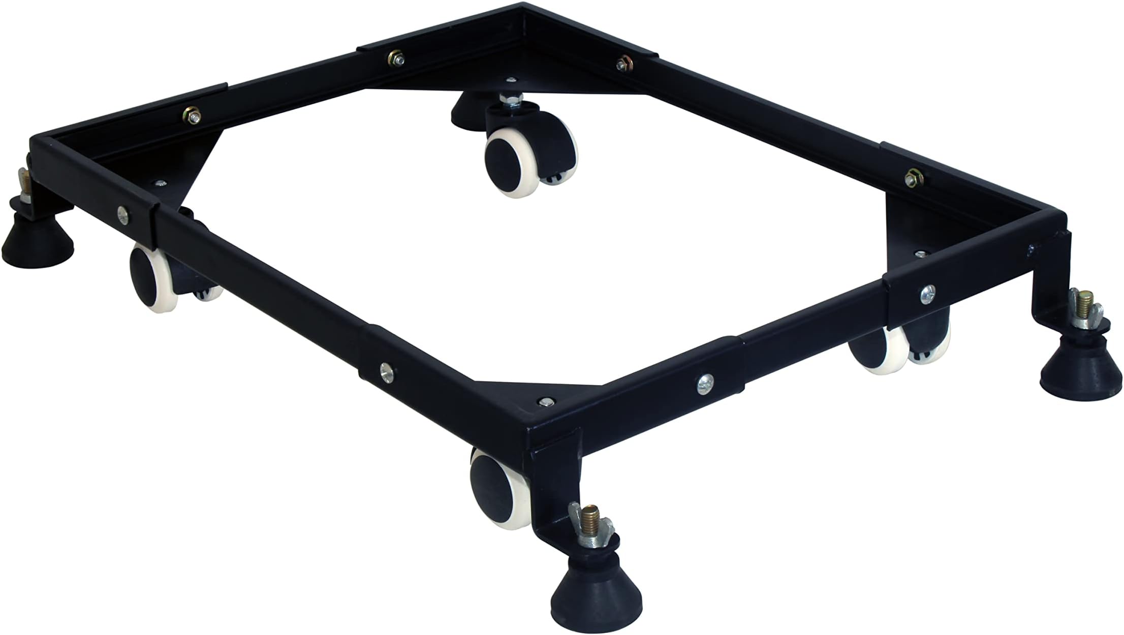Metal Movable & Adjustable Base Heavy Duty Front/Top Load Washing Machine Trolley/Refrigerator Stand/Dishwasher Metal Stand (Black)