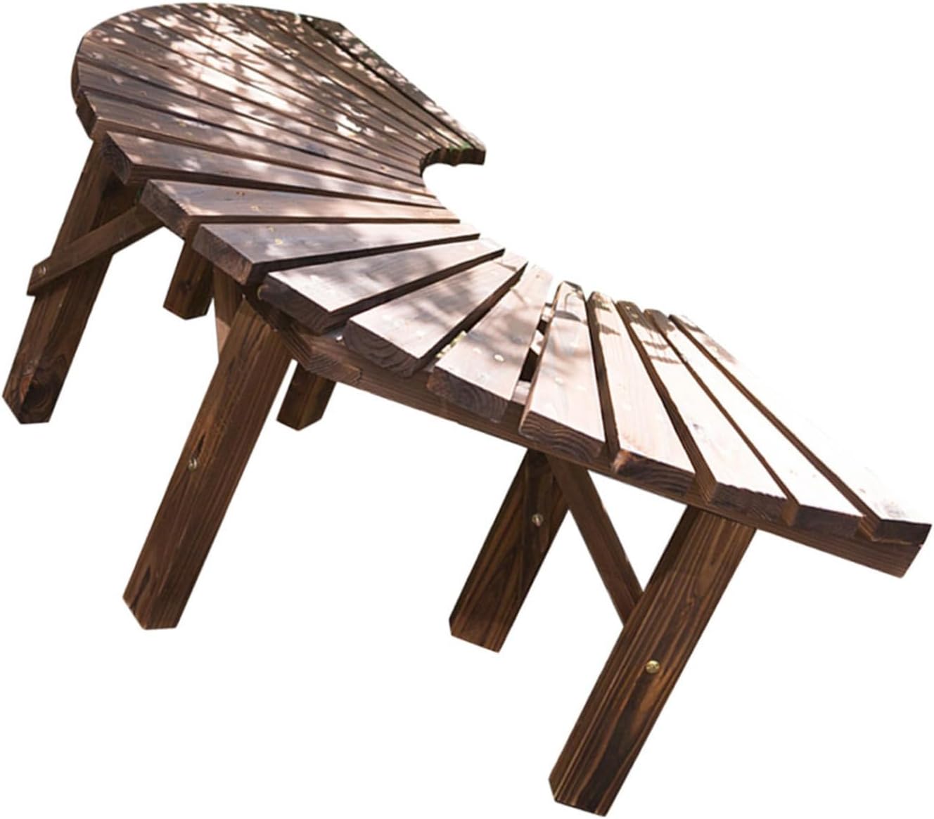 Park Wooden Bench with Flower Pot Rack Outdoor Leisure Seating for Garden Balcony Half-Circle Design Solid Wood Storage Display for Plants