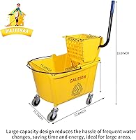 Vista 2 de Commercial Mop Bucket with Side-Press Wringer for Floor Cleaning, 35 Quarts, Yellow, Including One Commercial Mop