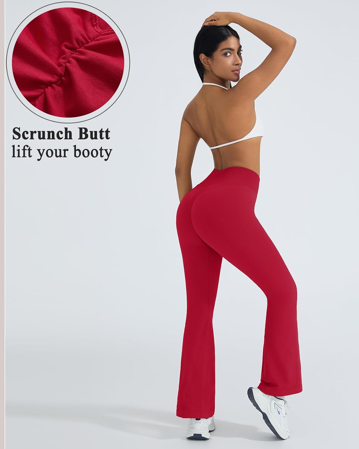 OMKAGI Fleece Lined Flare Leggings for Women Butt Lifting High Waisted Yoga Pants - Image 4