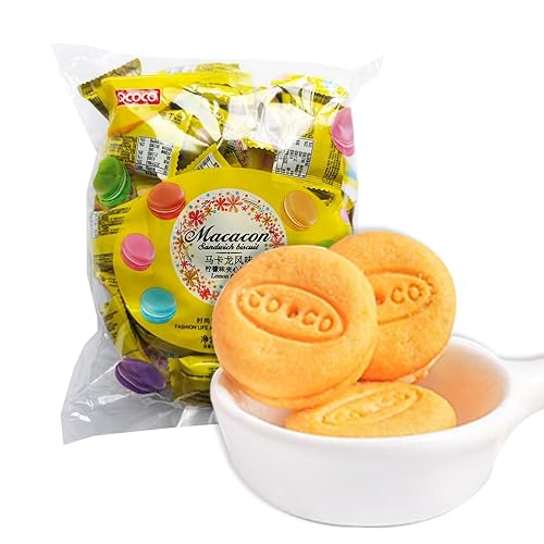 SIJIYUNLI - Galleta sándwich de macarrón de limón de 13.26 onzas, paquete suelto de galletas de fresa, adecuado para fiestas, reuniones y otras