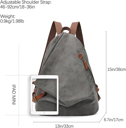 Miniatura 2 de KL928 Mochila vintage de lona  Mochila grande informal para viajes al aire libre, mochila de senderismo para hombres y mujeres, gris