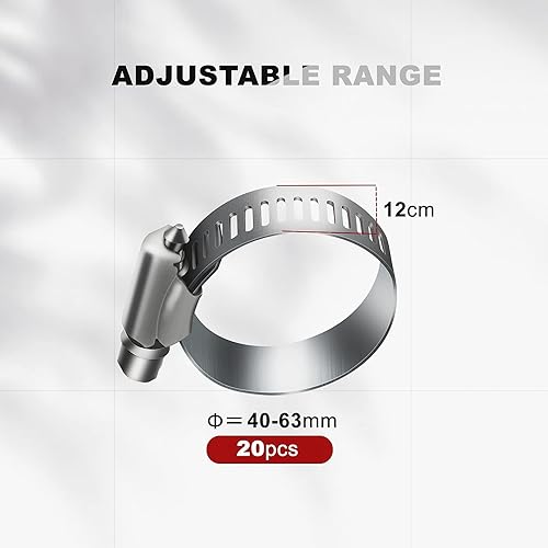 Miniatura 8 de 20 abrazaderas de manguera de engranaje helicoidal ajustables, abrazadera de tubo de acero inoxidable, herramienta de abrazadera de tubo de 34"-1"