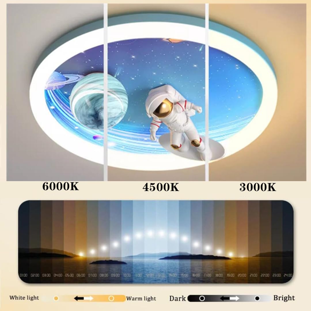 Lampa sufitowa LED Lampa sufitowa dla dzieci astronauta sypialnia lampa sufitowa szklana planeta 48 W możliwość ściemniania pokój chłopiec światła salon oświetlenie wewnętrzne światło