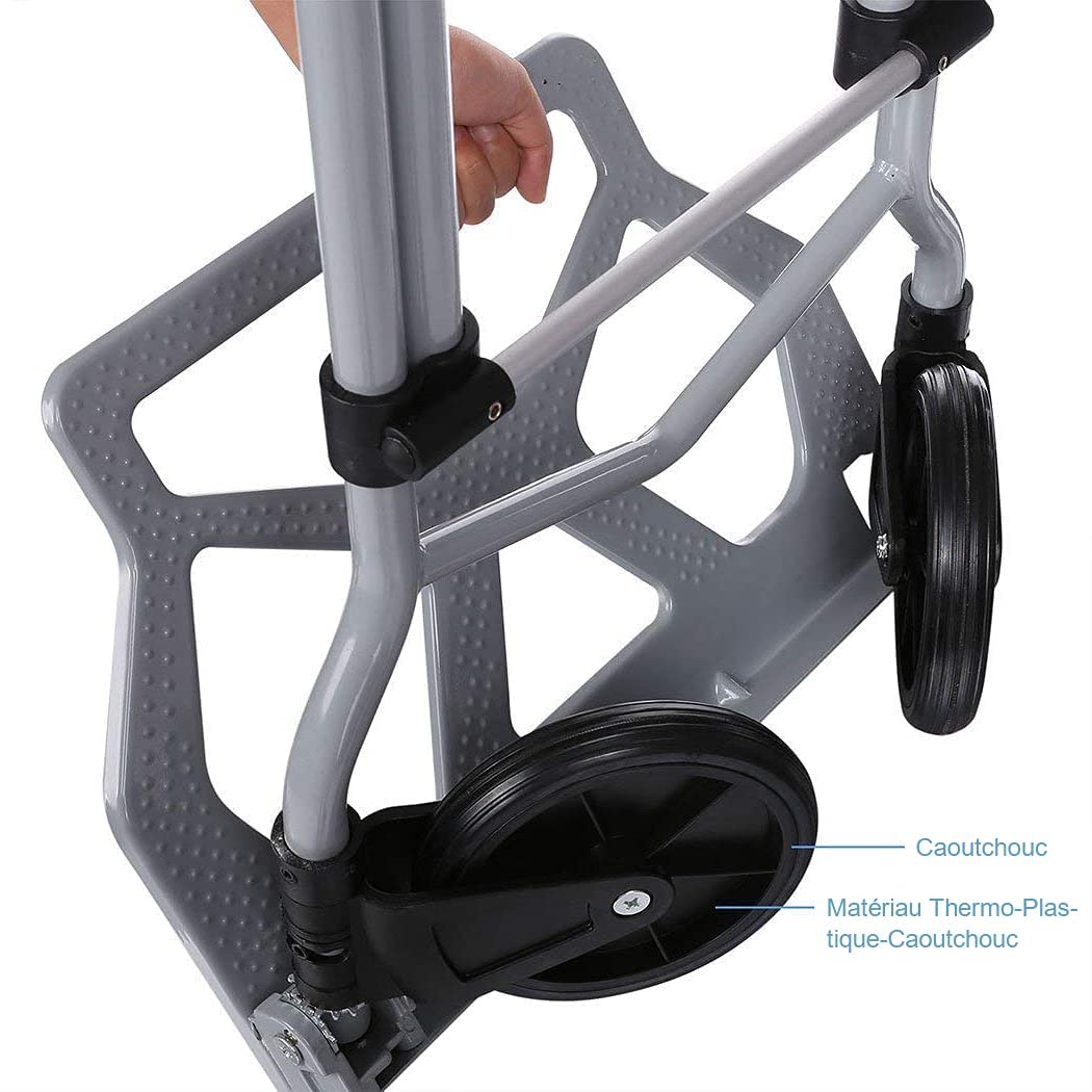 Alu Sackkarre faltbar, Traglast 100 kg, 2 Räder, mit Teleskopgriff aus Aluminium, Silber