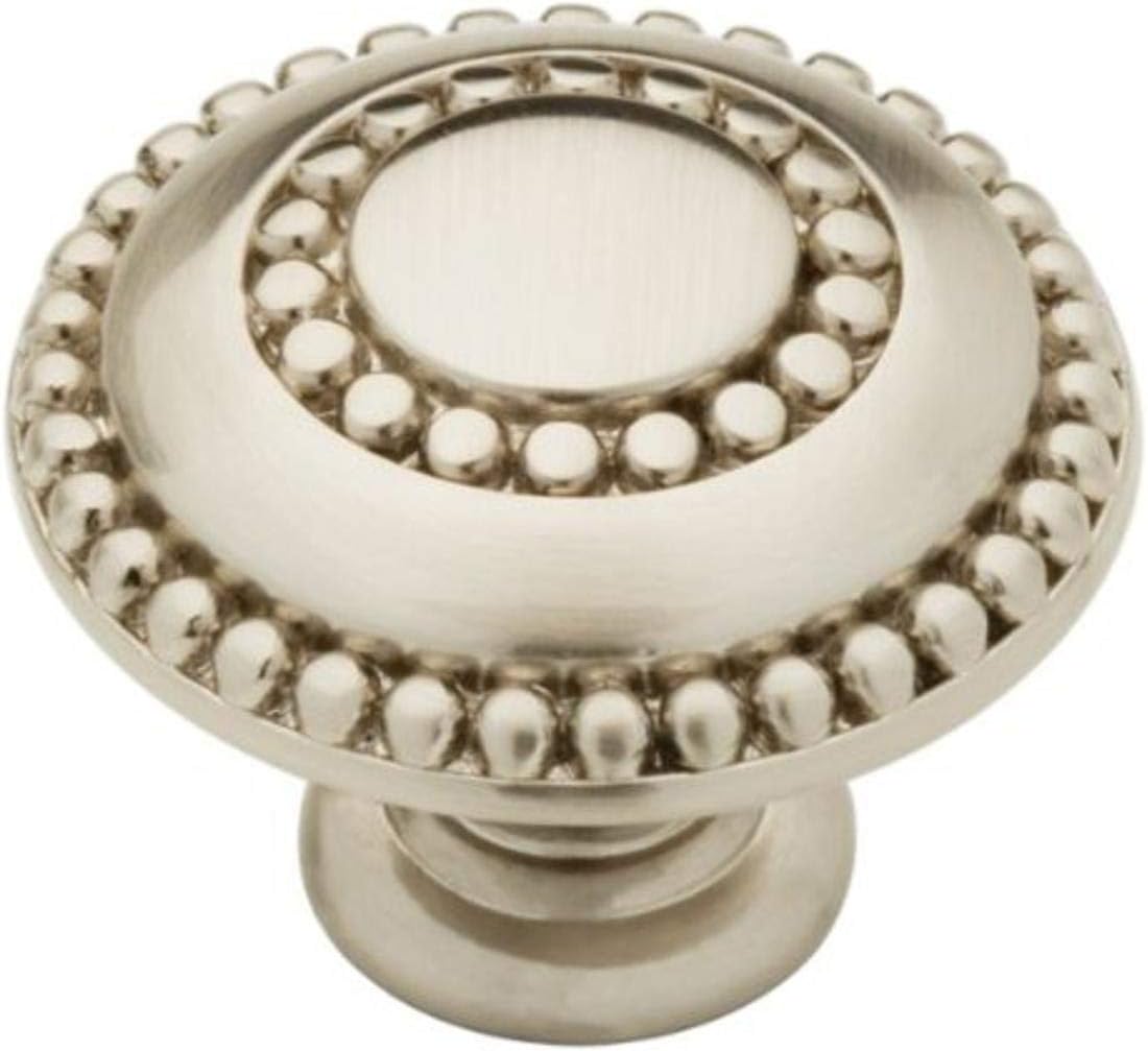 Franklin Brass Double Beaded (1-Pack) Cabinet Knobs Satin Nickel Hardware for Kitchen, Drawer Pulls, Dressers, Closet Door 1-3/8' PBF808V-SN-C
