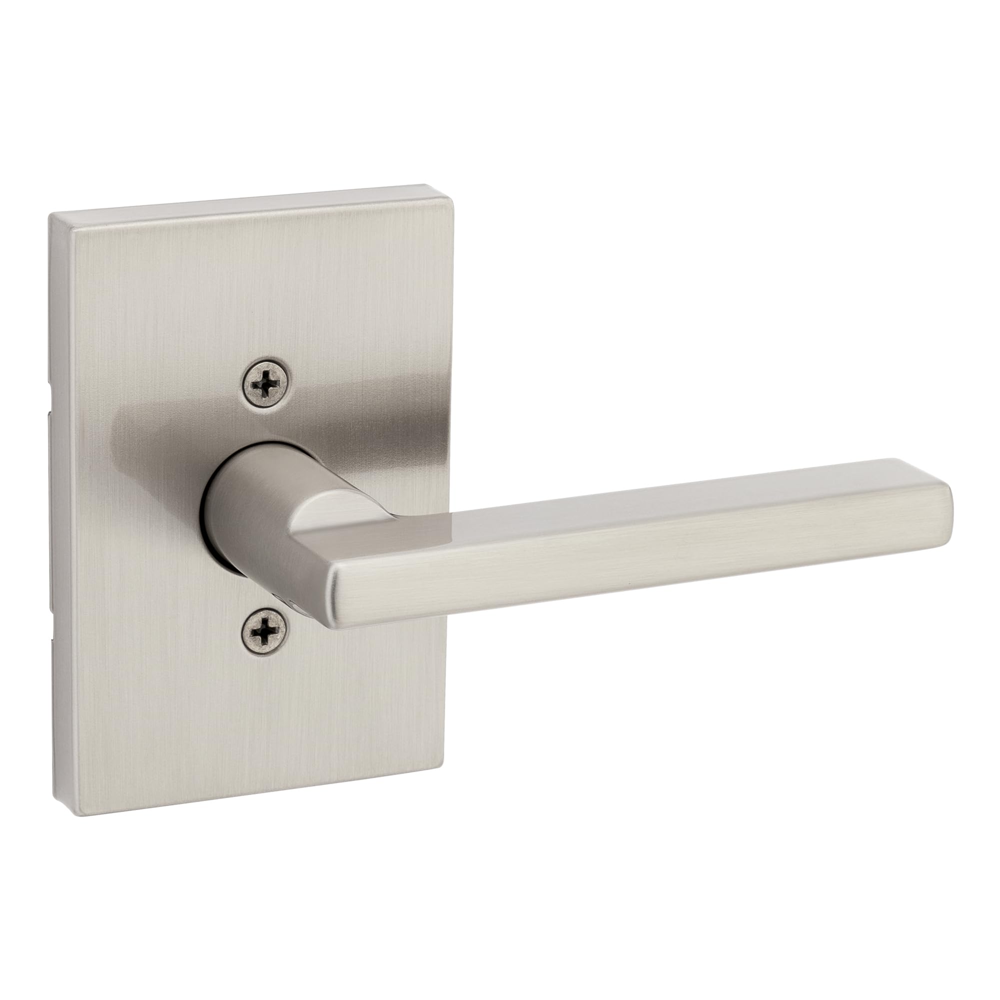 Kwikset Satin Nickel Halifax, Door Handle Lever Nonfunctioning Dummy Lever With Microban, Rectangular Rose In