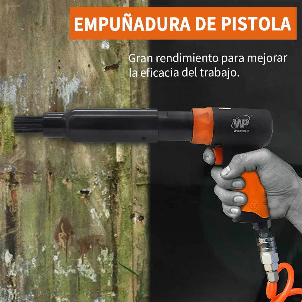 WorkPad Cabezal de recambio profesional de aire comprimido 5000 rpm para pistola de agujas, 19 agujas, quita óxido, quita pintura para mecánicos de coches, tapiceros, ¡potente y seguro!