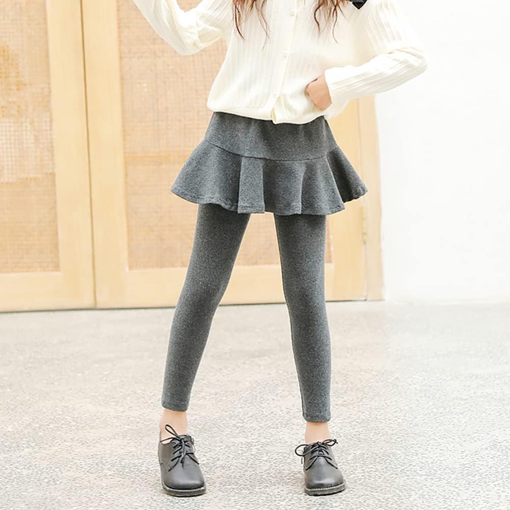 Toddler Girls Fleece Lined Leggings with Skirt Winter Warm Elastic Velvet Stretchy Thick Tutu Footless Tights Pants - Image 8