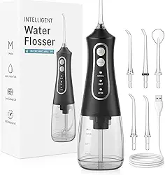 Irrigador Oral Limpeza Profunda - 3 Modos de Jato Bucal, Reservatório 330ml, Carregamento Bivolt, 5 Ponteiras, Sem Fio, Proteção Aprova Dagua, Manual do Usuário em Português