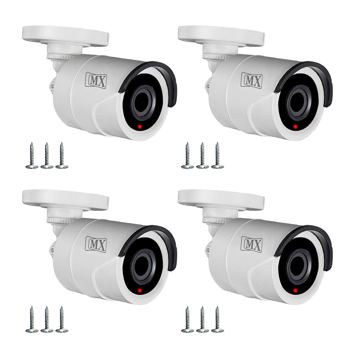 MX Dummy CCTV Camera/Dummy CCTV Bullet Camera (Fake Camera No Audio/No Video) with Battery Operated Red Led Light is Ideal for Home, Office - Pack of 4