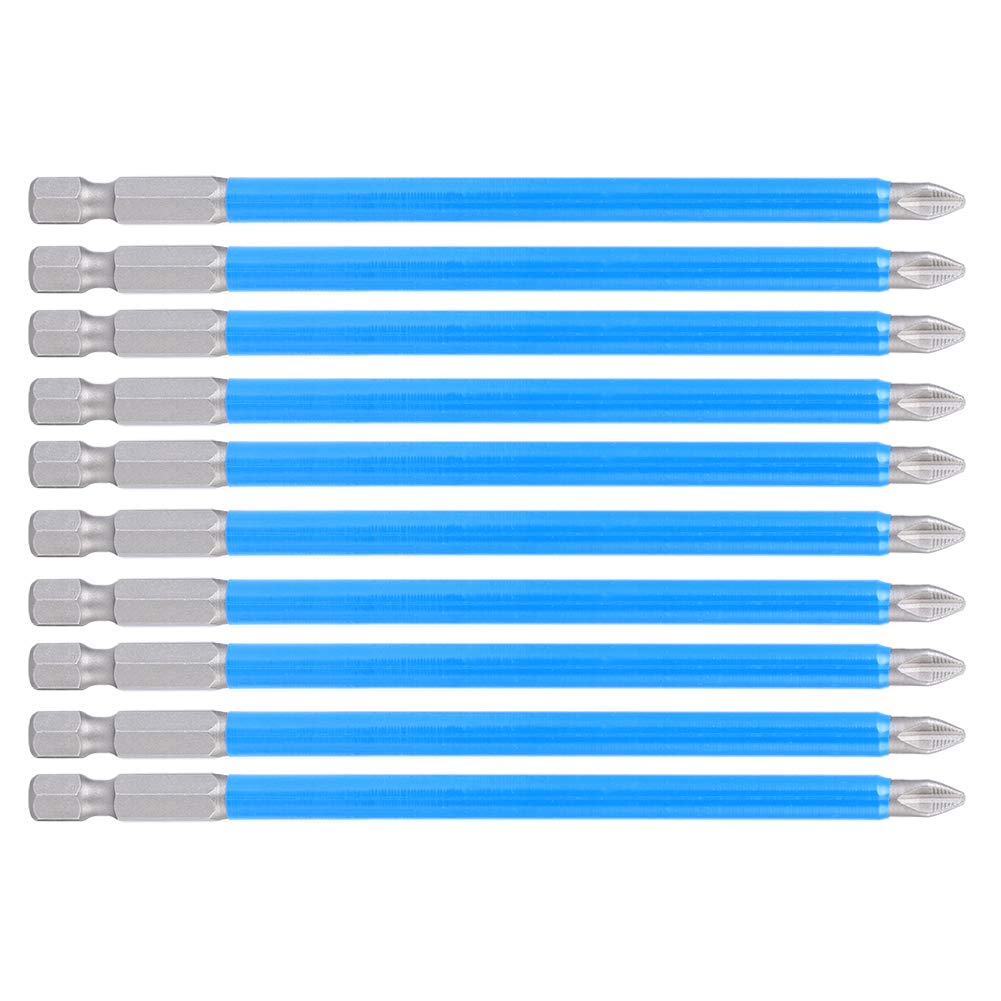 Juego de Puntas de Destornillador, Brocas de Cabeza Phillips, Brocas de Cruz magnéticas Resistentes, 10 Piezas, Antideslizantes, de Acero de aleación S2, para Destornilladores eléctricos manuales