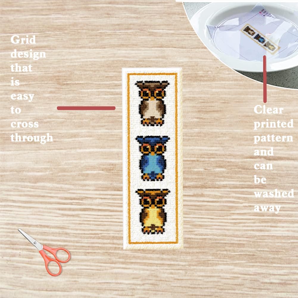 FREEBLOSS 6 Set Cross Stitch Bookmark Kit Cross Stitch Kit Farm Animals Stamped Cross Stitch Bookmark with Instruction Cross Stitch Kits for Adults DIY Bookmark Kit 8.7''x3.15''