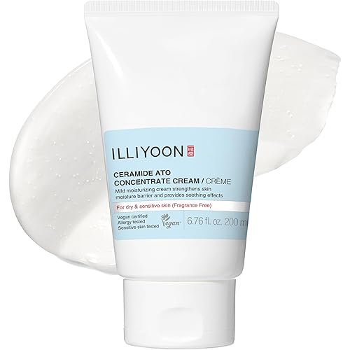 Illiyoon Ceramide Ato Concentrate Cream | Moisturizer for Dry & Sensitive Skin, 100hr Lasting Hydration, For Face & Body, Gentle for Infants, Moisture Barrier Repair, Vegan Certified, 6.76 fl.oz.