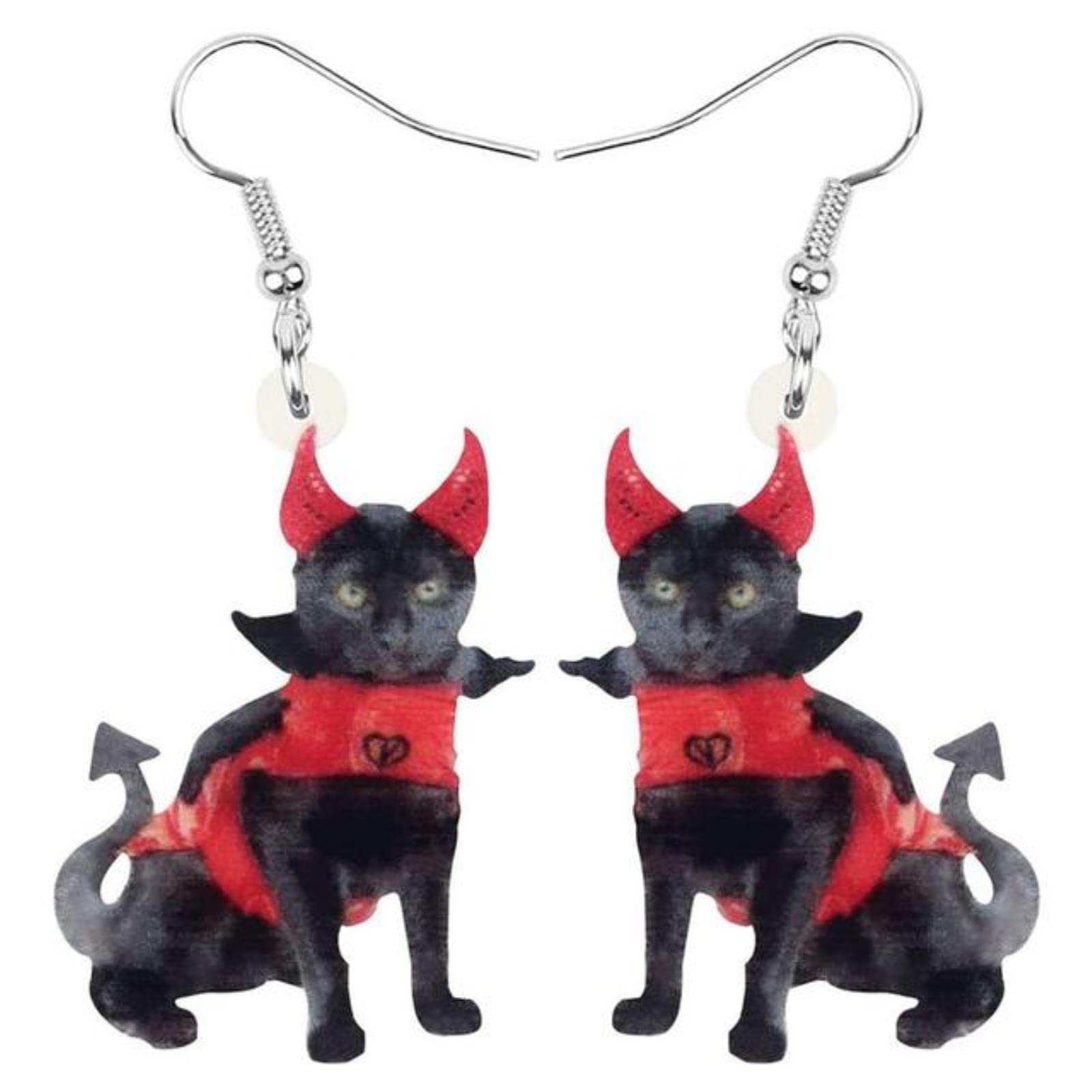 Boucles D'oreilles Acrylique Halloween - Chat Noir Et Citrouille, Motifs Colorés, 27x20mm - Bijoux Fantaisie Pour Femmes Et Filles, Fêtes Et Cadeaux - 7