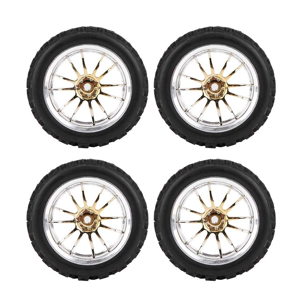 RC Car Tires, RC Crawler Tyres, 4pcs/set Racing Off-Road Vehicle Tires Rubber Tyre Wheel Rim for RC 1:10 Car Part(Gold)