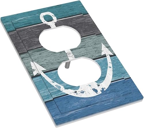 Miniatura 3 de Anchor Sailing - Placa de salida de 1 banda de estilo náutico, cubierta decorativa de pared dúplex individual, cubierta de interruptor de luz para