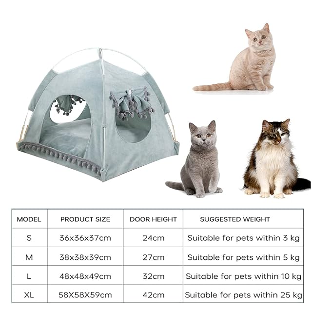 Foto 2 de 7 de Vinnykud Cama de Cuatro Estaciones para Gatos Cómoda Cama para Gatos Carpa Gato con Ventana Tienda Perro…