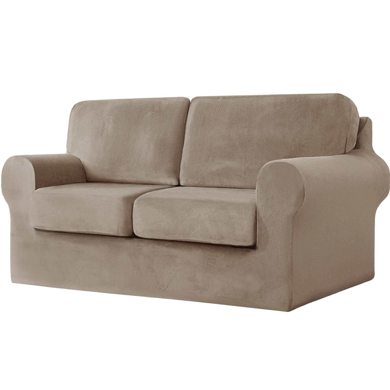 MINGPINHUIUS Sofa Cover 2 Seater 5 Piece Set - Super Soft Thick Stretch Velvet Sofa Slipcovers Sofa Protector Cover with Separate 2 Backrest Cover and 2 Seat Cushion Cover for Living Room
