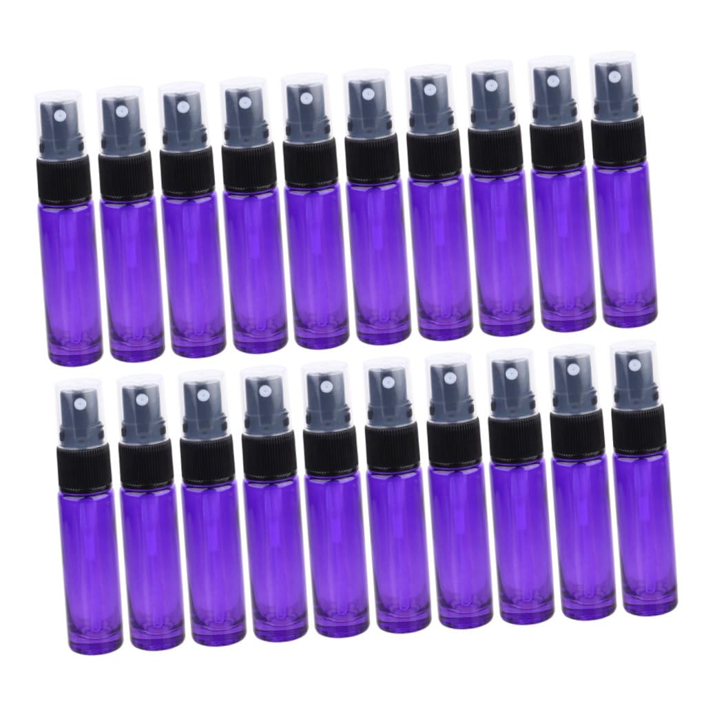 FOMIYES Glas Parfüm Sprühflaschen Tragbar Klein Wiederbefüllbar 20 Stück 10ml mit Kompaktem Design Violette Sprühflasche für Reisen und Outdoor für Ätherische Öle und Düfte