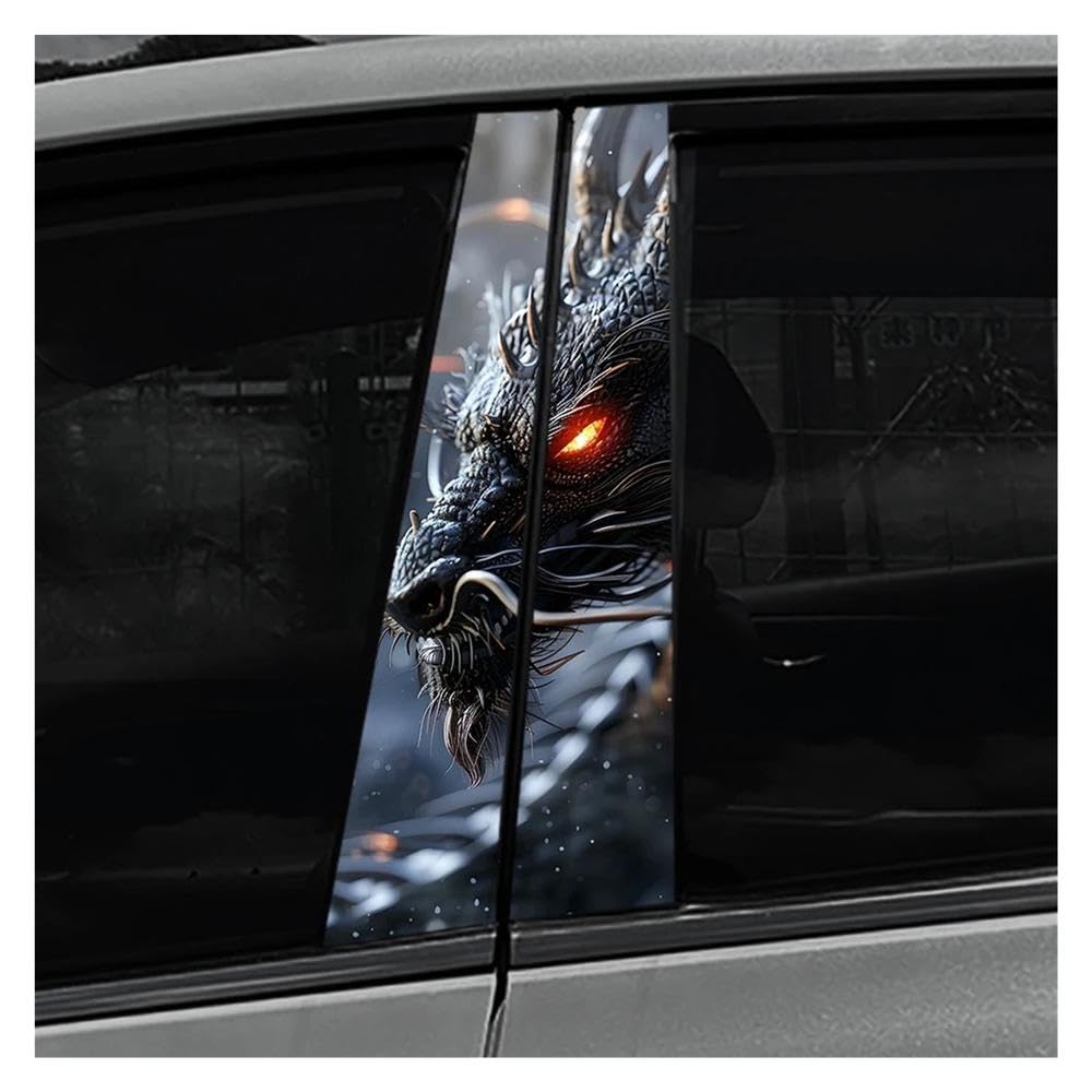 Autocollants de voiture dragon eyes étanches type J pour décoration de pilier B